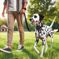 Dalmatian on leash